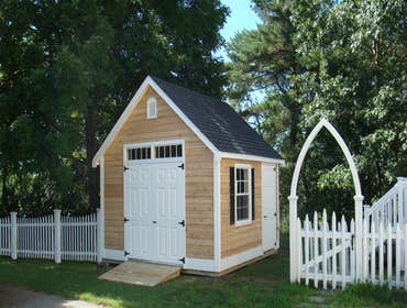 Project photos from Reeds Ferry Sheds Reeds Ferry Sheds are available with pine, cedar, vinyl, and cedar shake siding