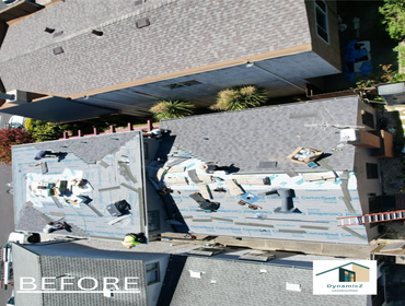 Roof remodel before and after