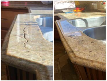 Photos by Marble Specialist #7 Granite Kitchen Countertops Crack Repair, Polish & Seal