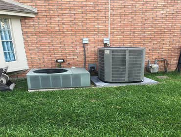 Photos by JMS Air and Heat LLC Taking out old in efficient in effective equipment going back in with high efficient energy saving Made in America equip