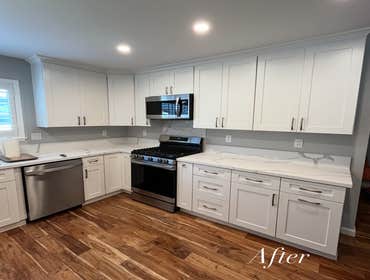 Photos by Ch Construction Service #1 Full kitchen Remodle quartz countertops new flooring and cabinets