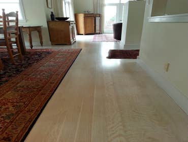 Red oak, tongue & groove, white finish