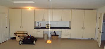 Examples Various examples of projects we've done, including: storage cabinets, garage shelving, garage cabinets, garage storage systems, garage floor p
