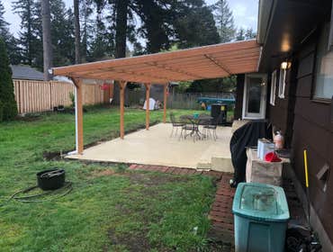 Photos by Dudley Const & Remodel LLC #1 Snow collapsed old awning on the back porch. Built brand new awning with clear, corrugated, plastic and new gut