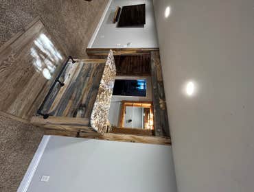 Bar w/ Built in Wine Cooler + Liqour Shelves
