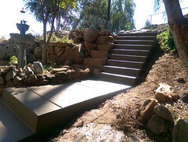 Colored concrete steps and walkway Installed a set of concrete steps and walkway in Lakeside, CA.