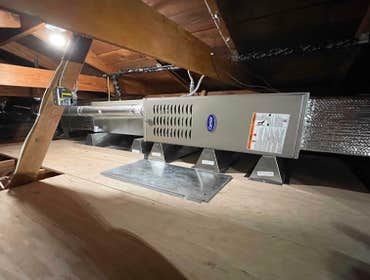 Installed furnace in the attic