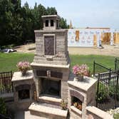 Outdoor wood burning fireplace