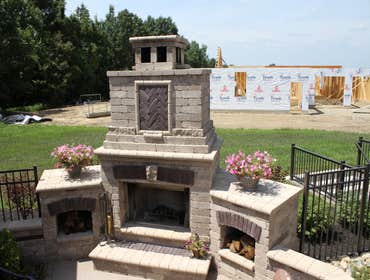 Outdoor wood burning fireplace