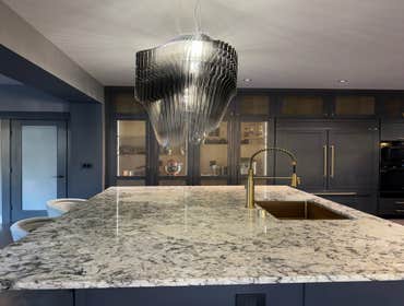 Italian chandeliers, custom cabinets