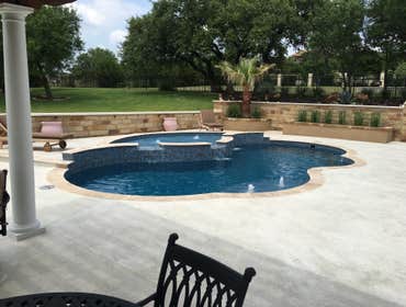 Gemini- Lakeway, TX Gemini pool and tanning ledge in vega blue finish.