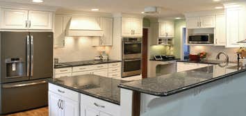 Photos by Home Sweet Home Remodeling #2 First place award winning kitchen redesign and replacement with walls removed. Countertops are Blue Pearl and t