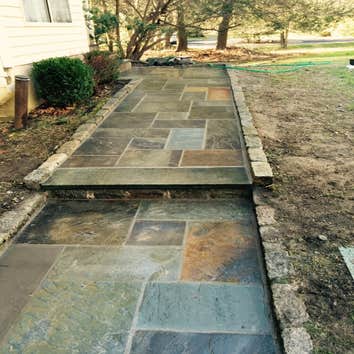 Photos by PFA Contracting #1 DEMO WALKWAY AND FRONT STEPS. RECONSTRUCT NEW FRONT STEPS WITH LANDING USING BLUE STONE TREADS, BLUESTONES FOR THE RISERS,