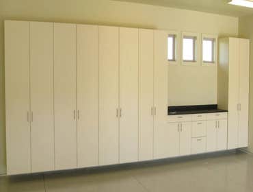 Examples Various examples of projects we've done, including: storage cabinets, garage shelving, garage cabinets, garage storage systems, garage floor p