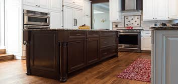 Kitchen/living area remodel Beautiful transformation from an outdated kitchen to be a beautiful functional cooking kitchen. Offset kitchen island colo