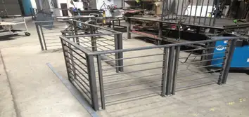 Horizontal railings ready to be finished with powder coating