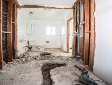Bathroom Demolition Brooklyn Complete demo of a 1-bedroom apartment interior, including the bathroom and an open slab floor for plumbing purposes. Afte