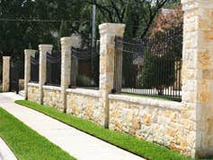 Stone Wall Columns Iron Fence