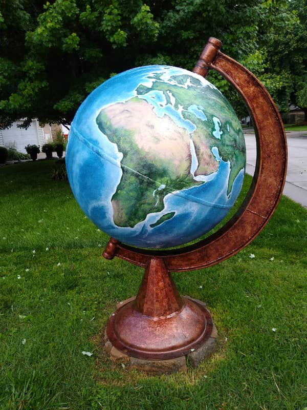 Project Earth ( my globe, 36" dia steel ball with clivis)