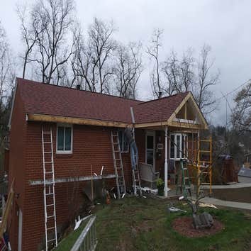 Full roof and newly constructed front porch