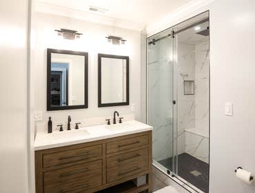 South Bay Master Bathroom Complete bathroom remodel with all new fixtures and finishes.