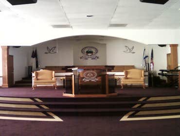 Just me and the wife Remodeled a Church in Petersburg. I built a half round stage with rounded steps. I then added arcs to the headers over choir area.