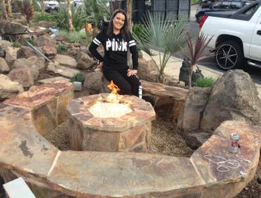 flagstone firepit handmade gas
