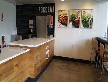 Restaurant Design & Build: POKE BAR, Pasadena Interior design and build for a Poké Bar location in Pasadena, featuring a clean and functional layout, c