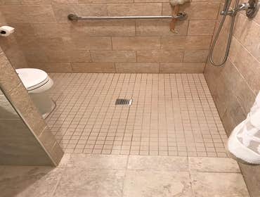 Space saving accessible bathroom