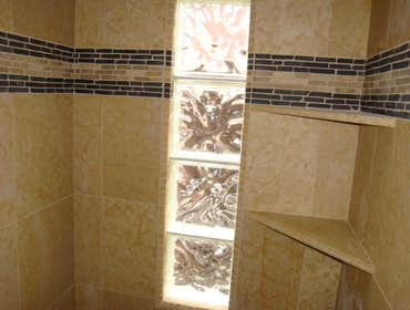 New shower w/ glass blocks