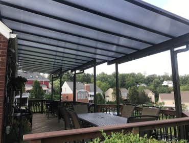 Bright Covers Patio Covers and Commercial Sun Canopies Blocks UV rays and heat, transmits natural light. Made of translucent panels and painted aluminu