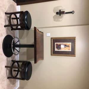 Live edge table Black walnut bar table and side tasting table. And a cutting board from the scrap
