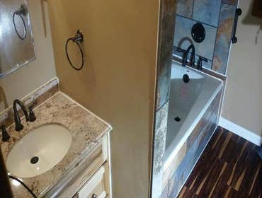 Lower Bathroom Remodel Beautiful Complete Bathroom Remodel in Lowel, Oregon.
New Bathtub,
Tile,
Vanity
Countertops.