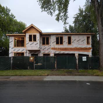 New Construction - Framing by JL Crater in the North Suburbs New 2 story home being framed in Harwood Heights by JL Crater