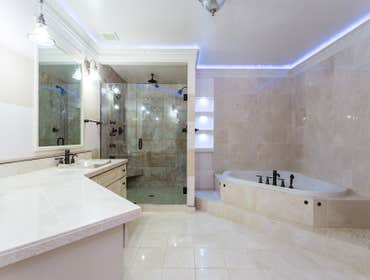 Marble, Tub, Shower, Lighting