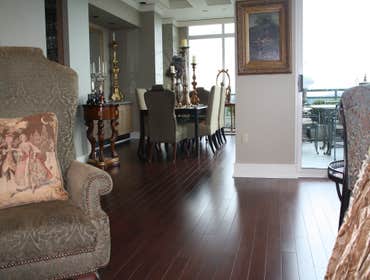 Bellevue Pacific Tower Penthouse Suite Bamboo Installation - Bellevue WA We installed this beautiful bamboo tongue & grove flooring utilizing double gl