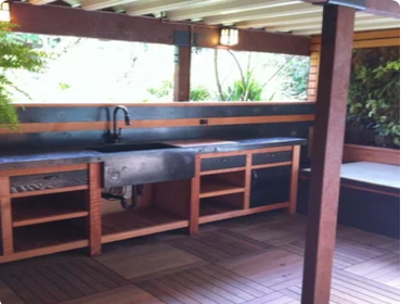 Redwood Concrete Outdoor Kitchen
