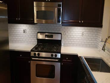 kitchen Backsplash project Before & After