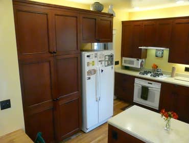 2007: Mission Style Cherry Kitchen Great care was taken during this project to make sure the new kitchen, office, and adjoining room cabinetry fit in w