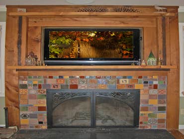 Reclaimed Wood fireplace tile