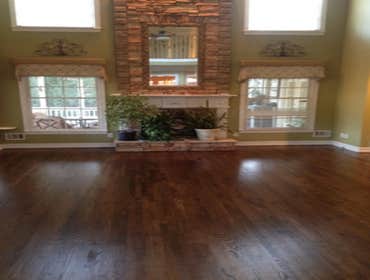 Hardwood floor refinishing in Lawrenceville, GA - Webb Gin House area Hardwood floor refinishing project in Lawrenceviie, GA. FLoors were stained with 