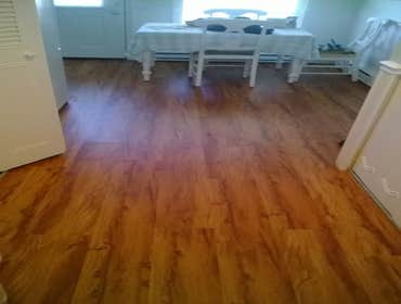 whole house remodel Kitchen remodel, resurfaced cabinets, tile backsplash, new vinyl plank flooring (click together), new custom toe kicks, transition 