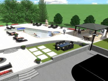 3D Design & Build Back Yard Pool & Living Space Design
