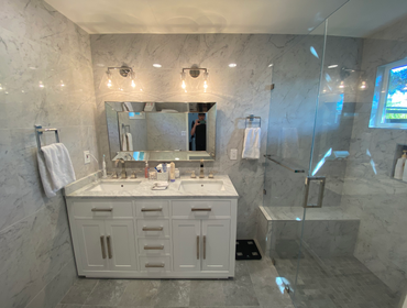 Master bathroom remodel (Palo Alto) Complete master bathroom remodel
We have changed the size of the window in the shower
Custom shower pan Curb-less 