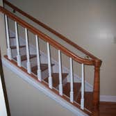 stairs & railings Oak stairs with oak rail,newels,&balusters - Maple treads with painted risers With a maple rail & newel