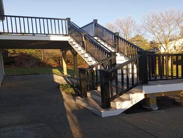Slate Gray Decking with Black Railings and PVC Trim