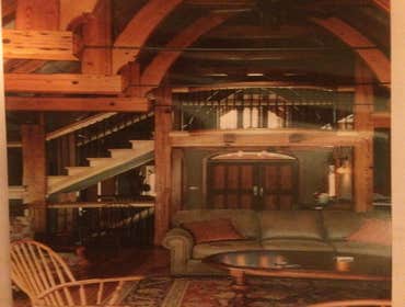 Staircase and rails with iron balusters