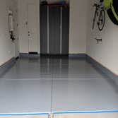 Photos by JC Painting #3 Garage Epoxy Project, sans acrylic chip system. Rather a clear acrylic modified epoxy resin oveca base coat. Both of which are