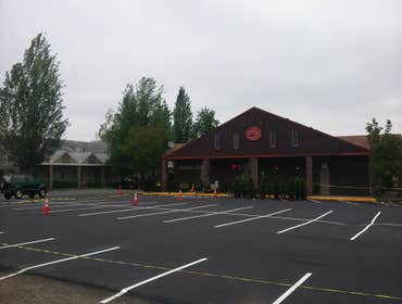 Gas Lamp Seal and Stripe Sealcoat and Stripe Asphalt Parking Lot
