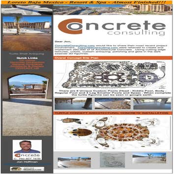 Loreto Resort & Spa ConcreteConsulting.com were retained to create and implement 250,000 square feet of Enhanced Architectural Concrete. Using cutting